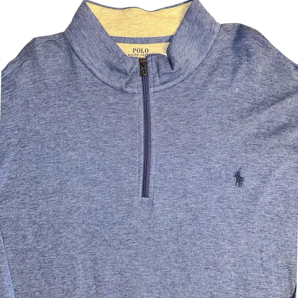NWT Polo Ralph Lauren Mens Blue Sweater Heather Lux Jersey Half Zip Size‎ 3XLT